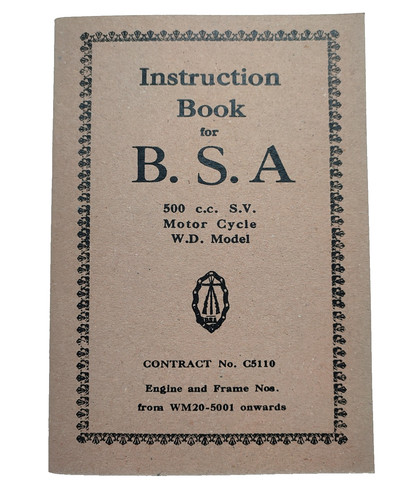 Bsa m20 instruction book - m20,