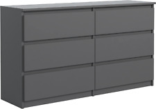 Commode Anthracite Mat avec 6 tiroirs 140 cm - Meuble Rangement, Chambre Adulte