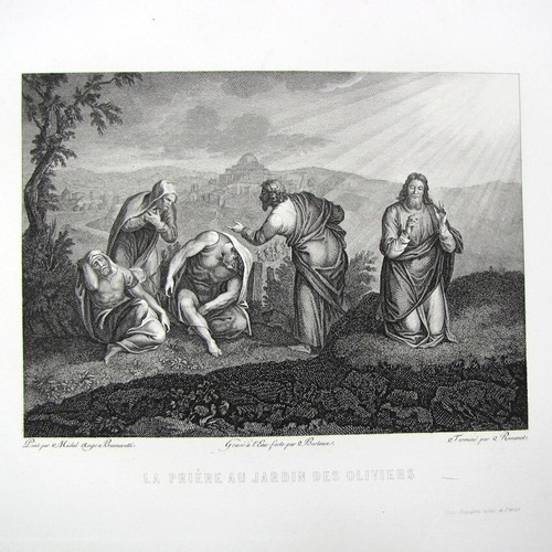Gravure prière jardin - jardin, des