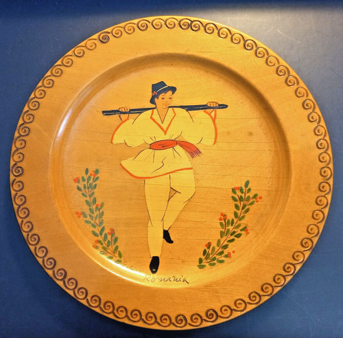 Assiette murale bois - bois, peinte