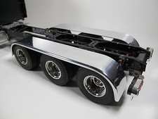 Pair Polish Aluminum Rear Tri 3 Axle Fender +Mount Tamiya 1/14 King Grand Hauler