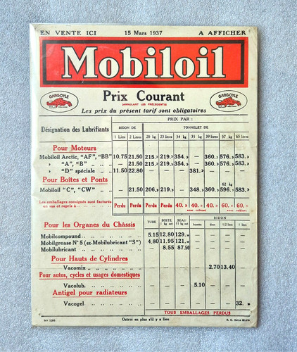 Affiche publicitaire mobiloil - affiche,