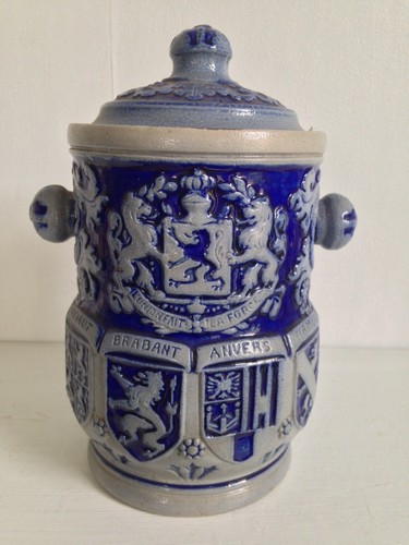 Pot couvert tabac grés bleu - grés,