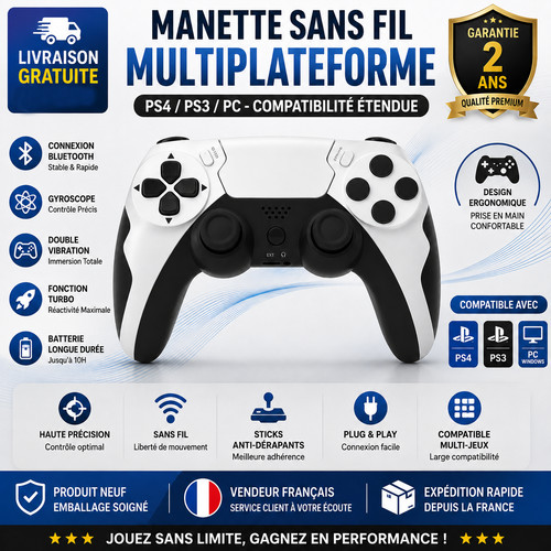 Manette sans fil ps4 ps3 - fil,