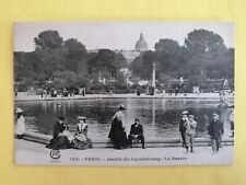 Old postcard 75 - Paris Garden of Luxembourg Le BASSIN circa 1900 Beautiful Animation