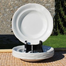 Set of 6 hollow plates 19th century Choisy le Roi white shabby