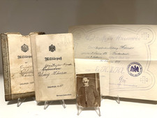 Original WWI German Militarpass Soldbuch Iron Cross + Front Fighter Award