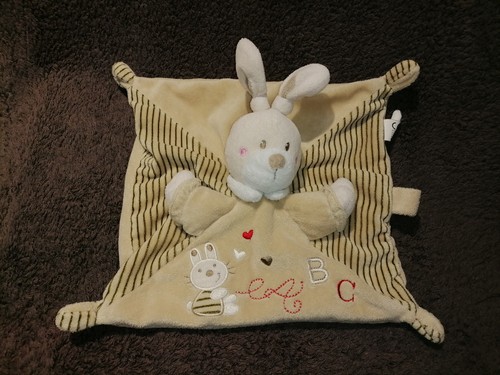 Doudou lapin plat - marron, motif