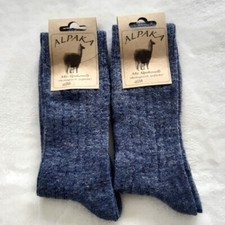 2 Paires Femmes Doux Alpaga Chaussettes Extra Doux 100% Laine Bleu Jeans 35 À 42