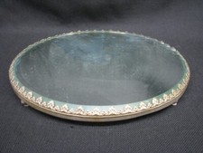 Antique 12" Footed Sideboard PLATEAU Dressing Table Tray w/Beveled Mirror