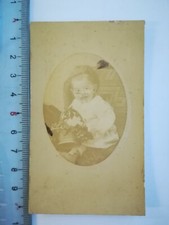 UF029 CDV Photo circa 1900 Baby Basket Wicker Flower Studio Langerock Paris