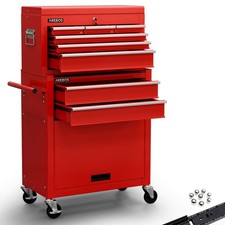 AREBOS Chariot à outils Servante d'atelier noir coffre malle rangement amovible