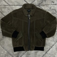 G Star ‘Deline’ Teddy Bomber Jacket - Sz Small - Khaki Green Fur Boxy Oversized