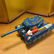 Yonezawa Toys Tin Toy Car Marine Tank M-21 Blue Friction F/S FEDEX