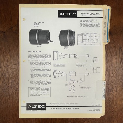 Vintage altec 288 high - high, freq
