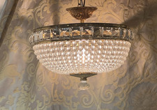 REF 105 / superb ceiling chandelier basket tassels 1 light / MADE NEW