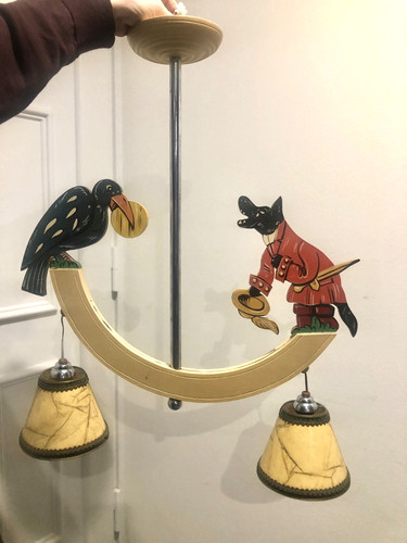 Lustre bois métal 2 - lustre,