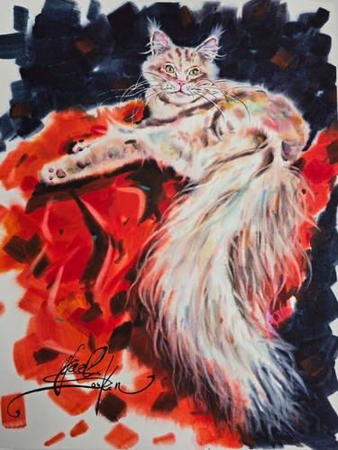 Peinture originale pour - , chat