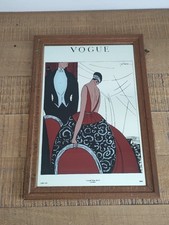 Advertising mirror Vogue women's red black white dress vintage wood frame 33x23cm