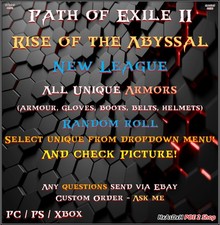 ✨Path of Exile 2✨All Unique Armors✨New League✨Random Roll✨Rise of the Abyssal✨