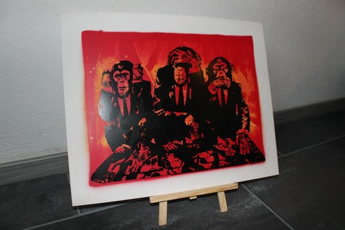 Peinture singes acrylique - peinture,