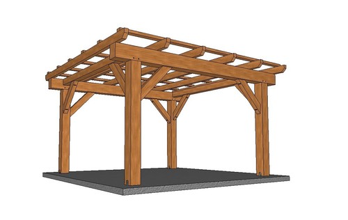 Timber frame pergola - x, 12'
