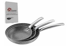 LOT DE 3 POELES GRANIT 20 / 24 /28 cm  MANCHES INOX  PRADEL - EXCELLENCE