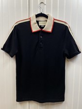 Gucci Men’s Polo Shirt Black Men’s Medium Side Stripe Spellout Luxury Designer