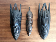 3 Masques semainier Africain en bois d'ébène