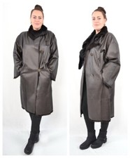 US5349 LEATHER COAT WITH SHEARED LAPIN RABBIT INNER LINING COAT 2XL REX KANIN