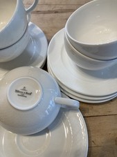 Villeroy & Boch 1748 Luxembourg Set 6 Cups/ Saucers Lattice Pico White on White