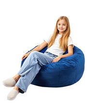 VEVOR Pouf Rond 89 cm avec Housse Amovible et Velours Hollandais Bleu Chambre