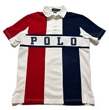 Polo Ralph Lauren Spell Out Polo Shirt Sz Small Red White Blue USA Vintage Y2K
