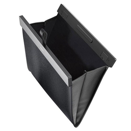 Black leather garbage bag - black,