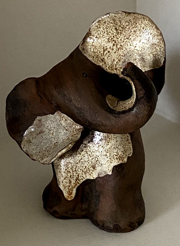 Eléphant céramique raku - eléphant,