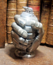 1980s Large Metal Table Gas Lighter Army Hand Pattern