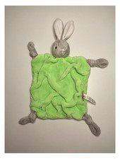 Doudou Plat Lapin Gris Vert