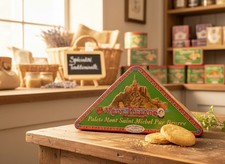 Vintage Iron Box "Mother Foel" - Triangular Cookie Box