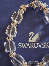 Swarovski Silvertone Graduated Clear Cube Crystal Bracelet