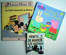 3 LIVRES ENFANTS, MICKEY, PEPPA PIG, NOURRIR OISEAUX **** 3 FRENCH BOOKS KIDS