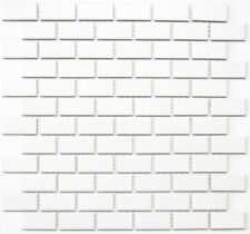 Mosaïque carreau céramique brique blanc mat cuisine mur 24-03WM_f | 10 plaques