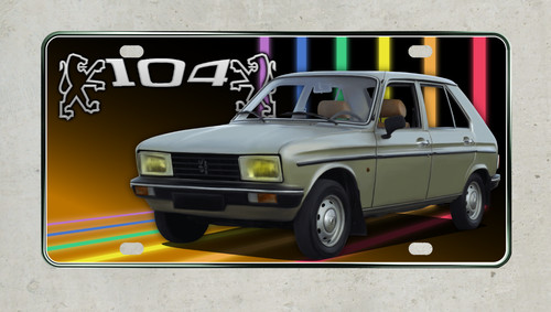 Peugeot 104 verte plaque alu - verte,