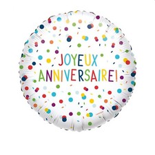1 Ballon décoratif rond ALU Confetti Joyeux Anniversaire gonfler hélium env 43cm