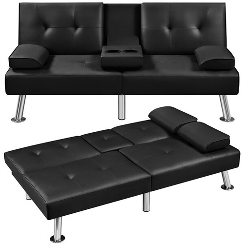 Faux leather sofa bed - faux,