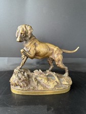 Prosper Lecourtier, Sculpture en bronze Signed Shasse (Pointer) France Hunting