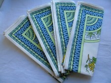 French set of 4 cotton table placement printed by hand in France "Beauville"