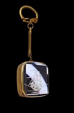 Sankyo music box boat KEYRING glass sailboat