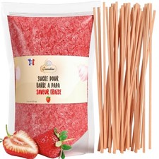 ® Sucre Barbe à Papa pour Machine 12 Kg – Saveur Fraise – 50 Bâtonnets