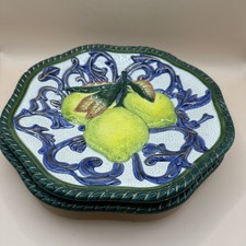 SET OF 2 FITZ & FLOYD FLORENTINE CANAPE WALL PLATES 1 LEMONS 1 POMEGRANATE #3