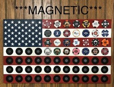 Poker Chip American Flag Red/White/Blue Magnetic Display Fits 65 Harley-Davidson